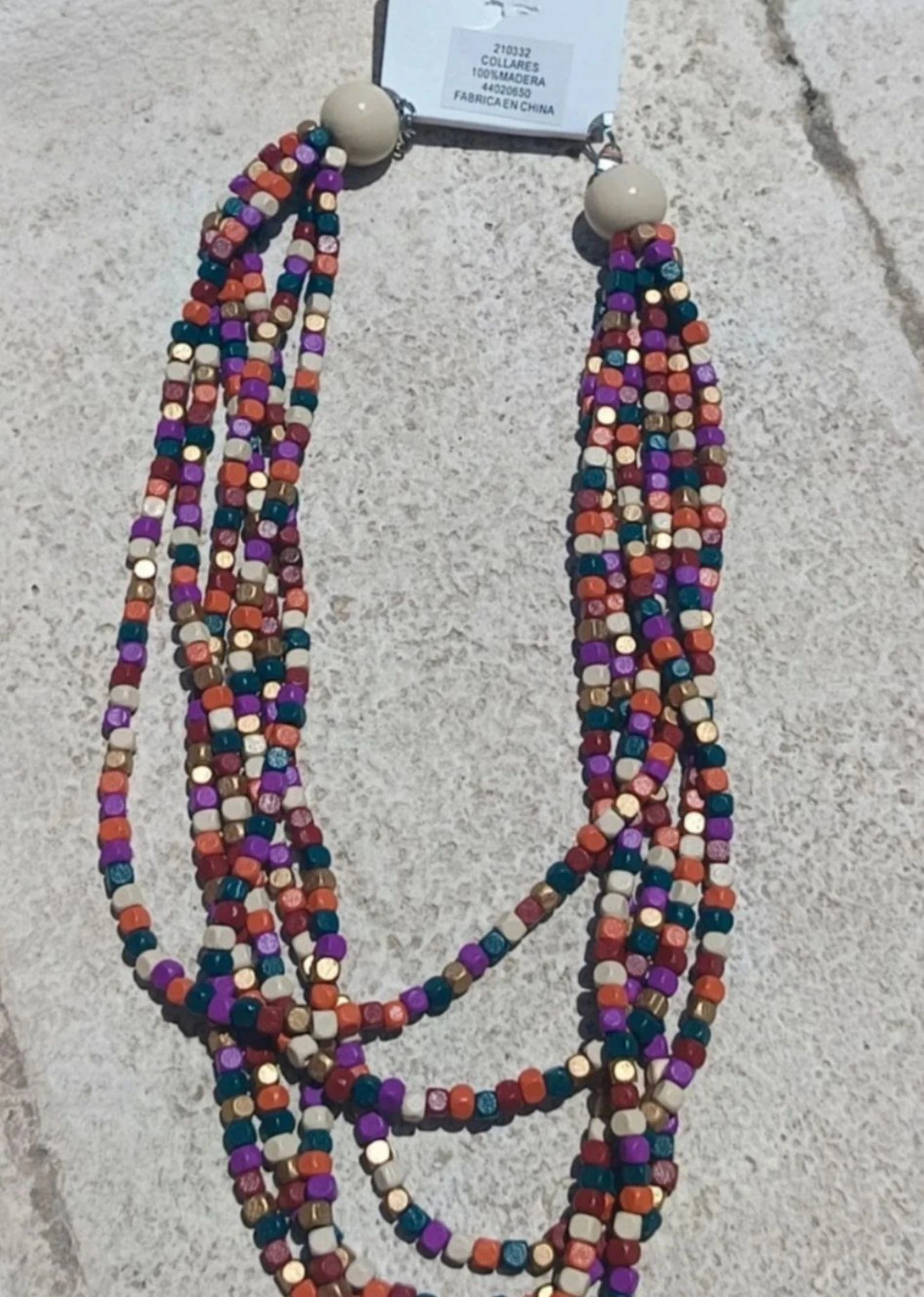 Wooden Necklace. Multiple Wraps. Multicolor – photo 3